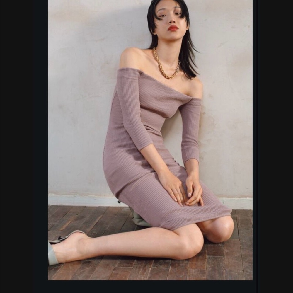 Zara Elegant Off-Shoulder Mauve Dress